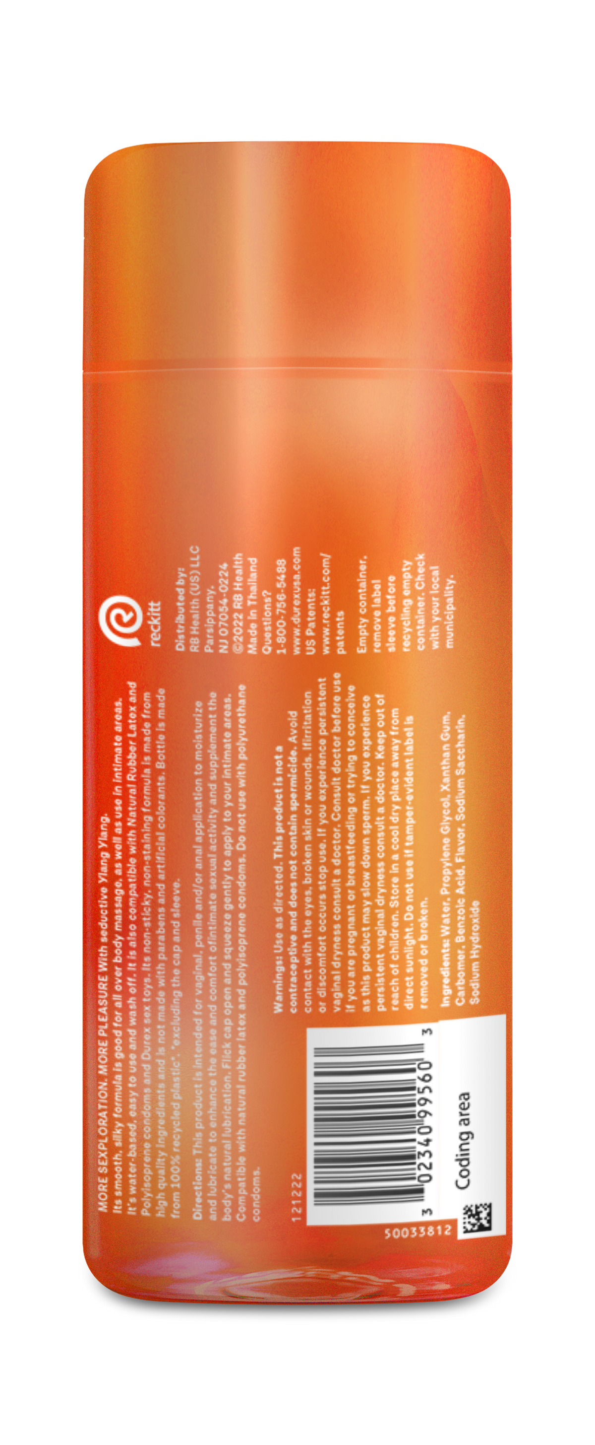 Durex Massage & Play 2 in 1 Lubricant, 6.76 oz, Sensual with Ylang Ylang - Back Image