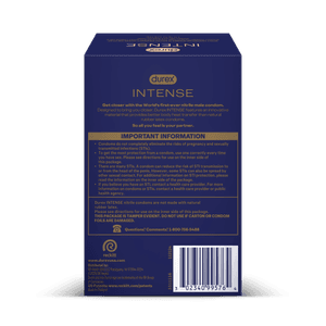 Durex intense premium rear side of pack