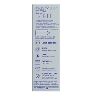 Durex Air Close Fit 10 latex condoms pack left side