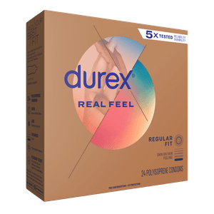 Durex Real Feel Regular 24ct left faced package