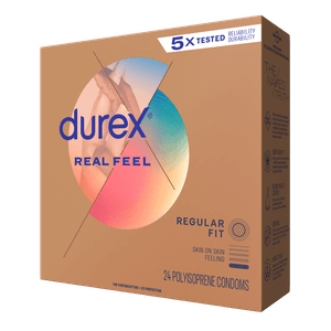 Durex Real Feel Regular 24ct right faced package